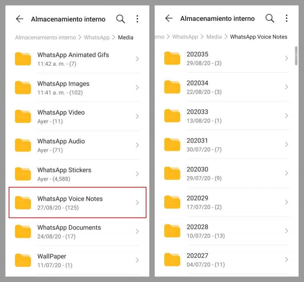 WhatsApp recuperar notas de voz audios mensajes 