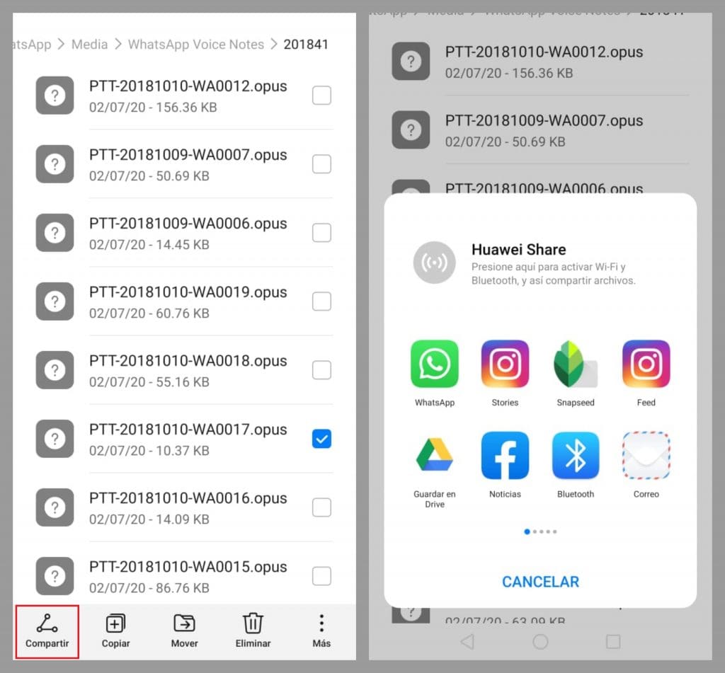 WhatsApp recuperar notas de voz audios mensajes 