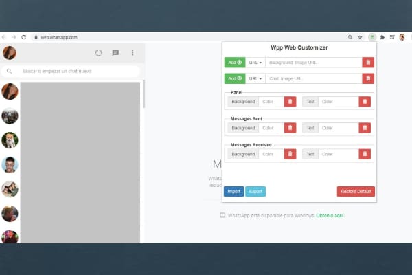 WhatsApp Web cambiar color de fondo 