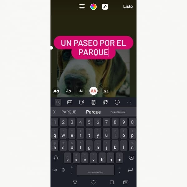 Instagram cambiar letra 
