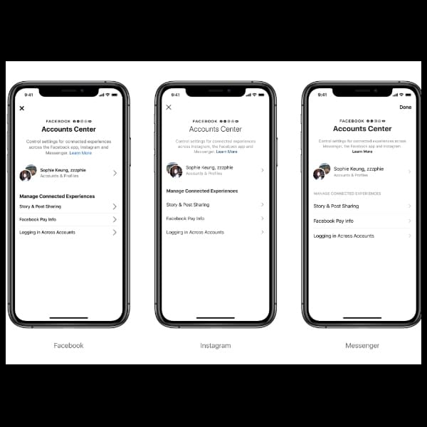 Centro de cuentas la unificacion de messenger, instagram y whatsApp