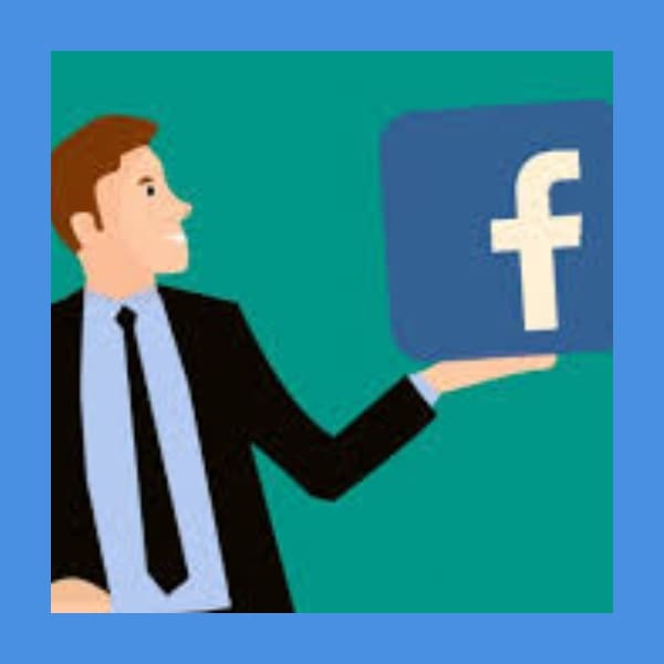 Ilustración de hombre sosteniendo logo de Facebook