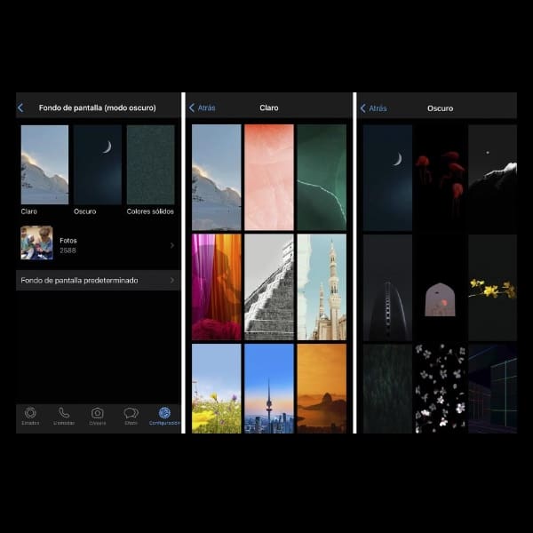 nuevos fondos de pantalla de whatsapp en modo oscuro