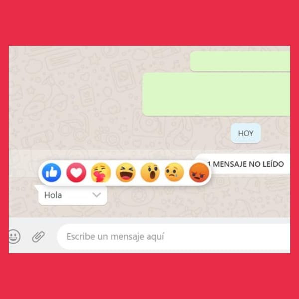 reacciones de facebook en whatsapp web