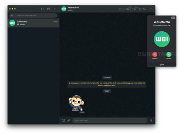 interfaz llamadas whatsapp web
