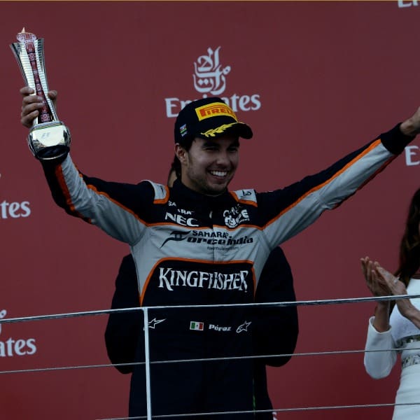 podio de checo perez en europa