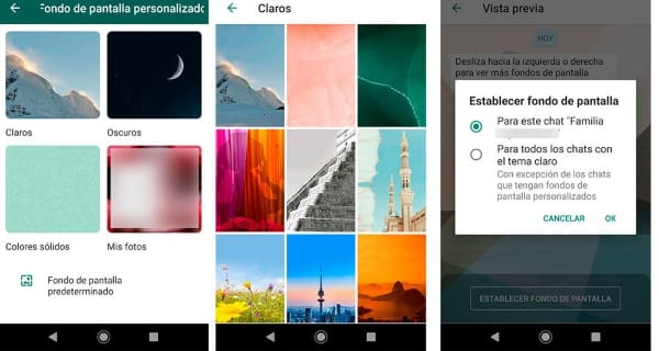 Diferentes fondos de pantallla personalizados WhatsApp
