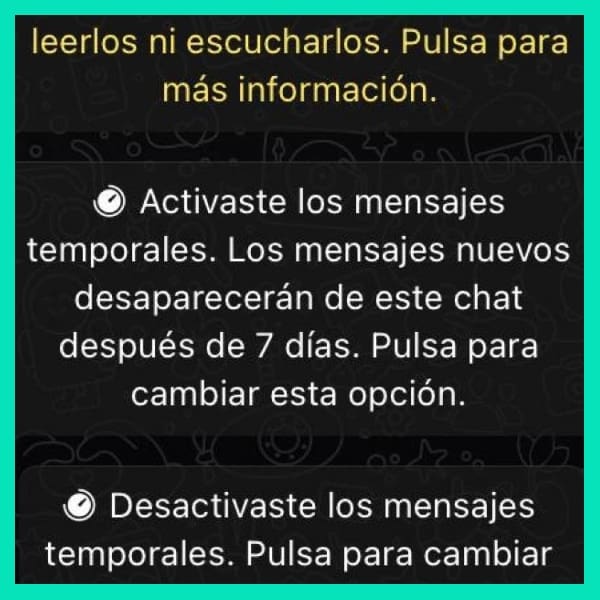 paso a paso como activar los mensajes temporales en whatsapp