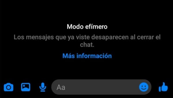 Modo efímero cómo se activa en Facebook Messenger 