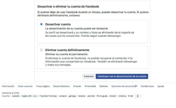 Cómo desactivar un perfil de Facebook