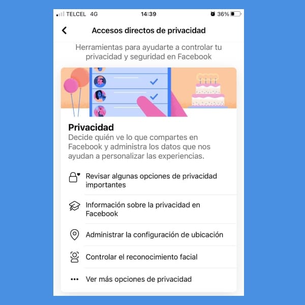 como configurar la privacidad de facebook