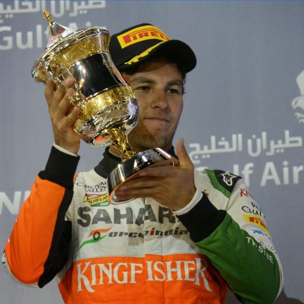 podio de checo perez barein