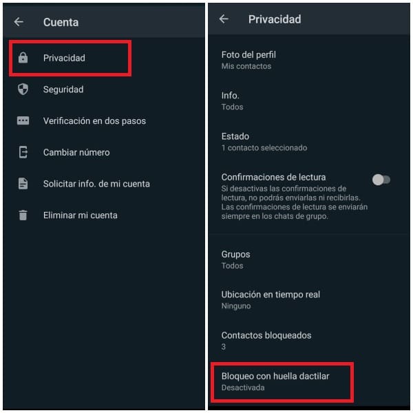 Bloqueo con reconocimiento facial de WhatsApp 