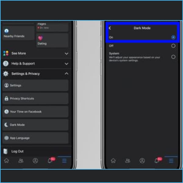 Cómo activar el modo oscuro de Facebook en iphone