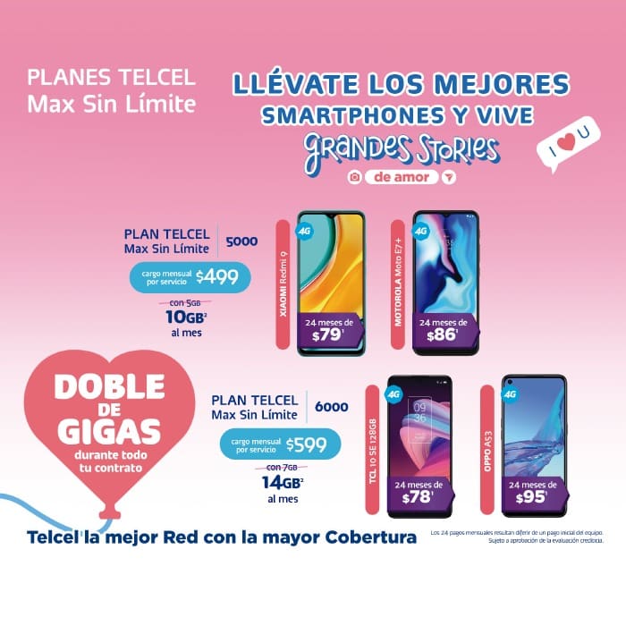 Estrena ahora el celular que deseas con tu Plan Telcel Max Sin Límite
