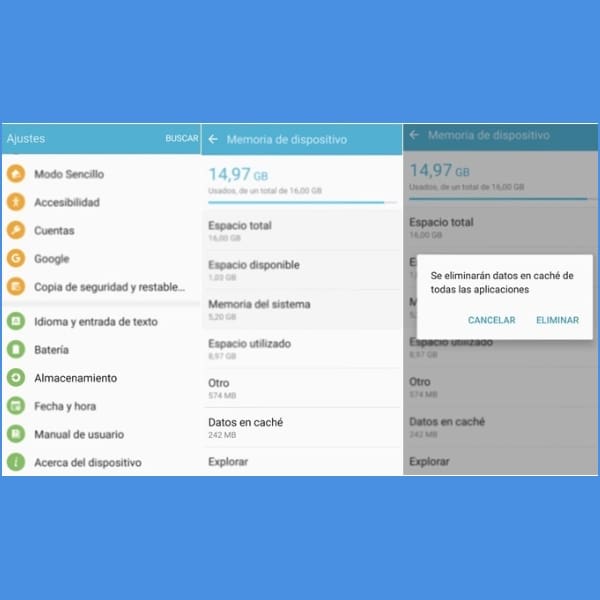 eliminar caché en Android