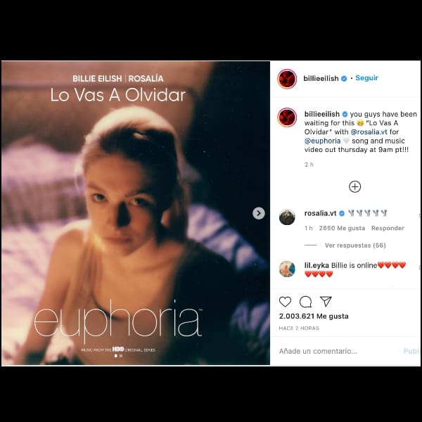 Rosalía y Billie Eilish estrenan canción para la serie Euphoria