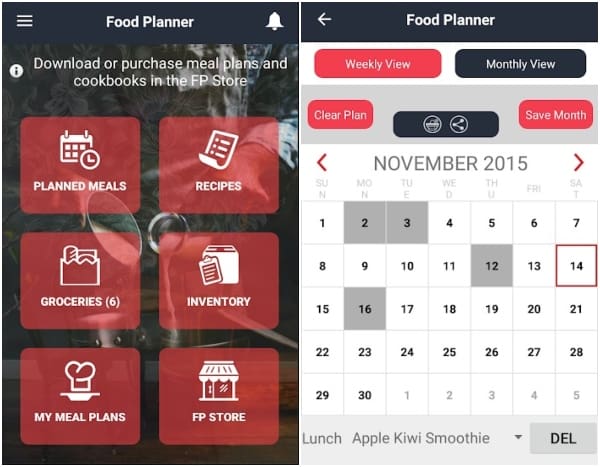 Food planner apps aplicaciones comida