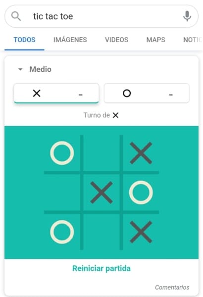 Tic tac toe gato Google juego gratis 