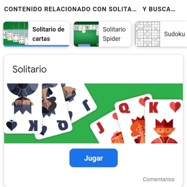 Solitario juego gratis Google doodle 