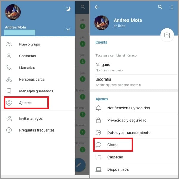 Telegram cómo cambiar el fondo color 