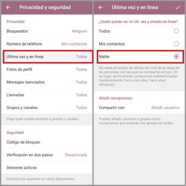 Telegram modo invisible WhatsApp 