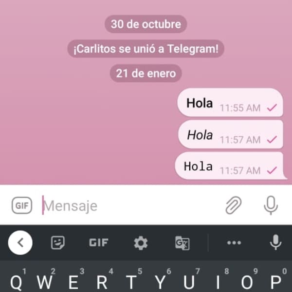 Telegram cómo escribir en cursiva 