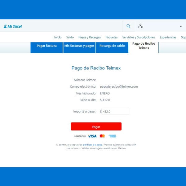 Cómo pagar mi recibo Telmex desde Mi Telcel