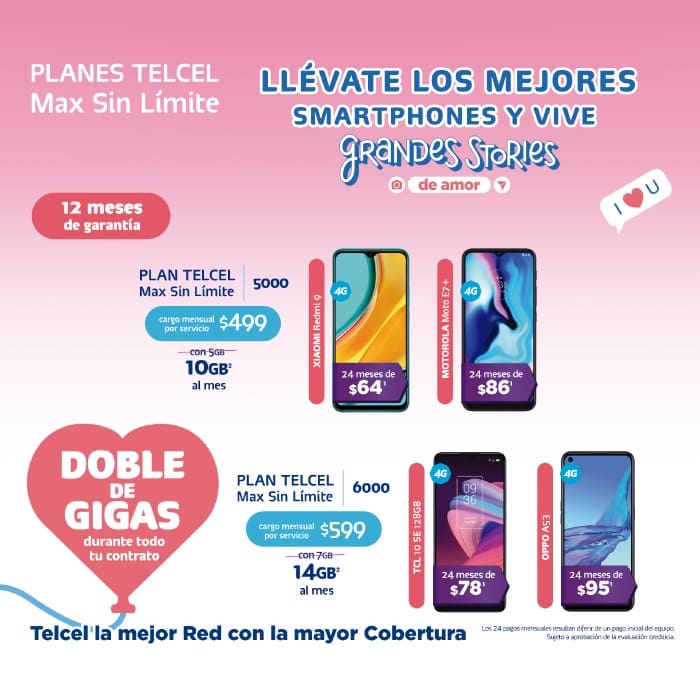 Vive grandes stories de amor estrenando con tu Plan Telcel Max Sin Límite