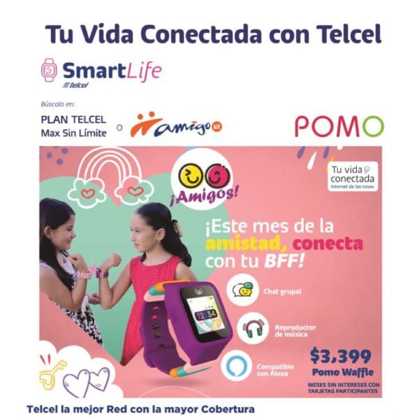 Consiente a los más pequeños de la casa en este mes del amor con un Pomo Waffle a sólo $3,399, para que conecten con sus amigos a pesar de la distancia y formen parte de Tu Vida Conectada con Telcel.