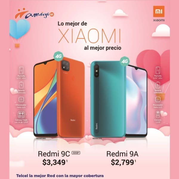 También puedes estrenar con Xiaomi a increíbles precios como el Redmi 9C a $3,349 o el Redmi 9A a $2,799.
