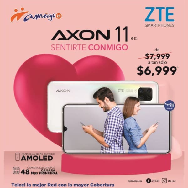 Para mantenerte siempre comunicado con esa persona especial, más ahora en el mes del amor, el AXON 11 puede ser tuyo con esta promoción de $7,999 a tan sólo $6,999. 