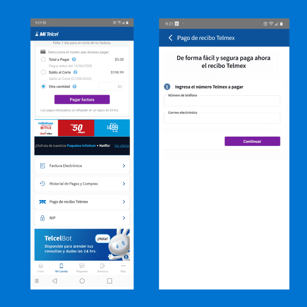 Cómo pagar mi recibo Telmex desde Mi Telcel