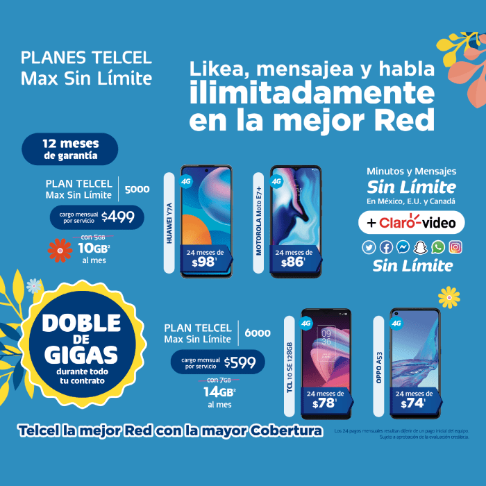 Estrena con tu Plan Telcel Max Sin Límite ¡Likea, mensajea y habla ilimitadamente!