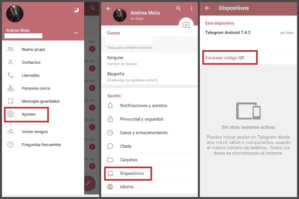 Telegram escáner de código QR 