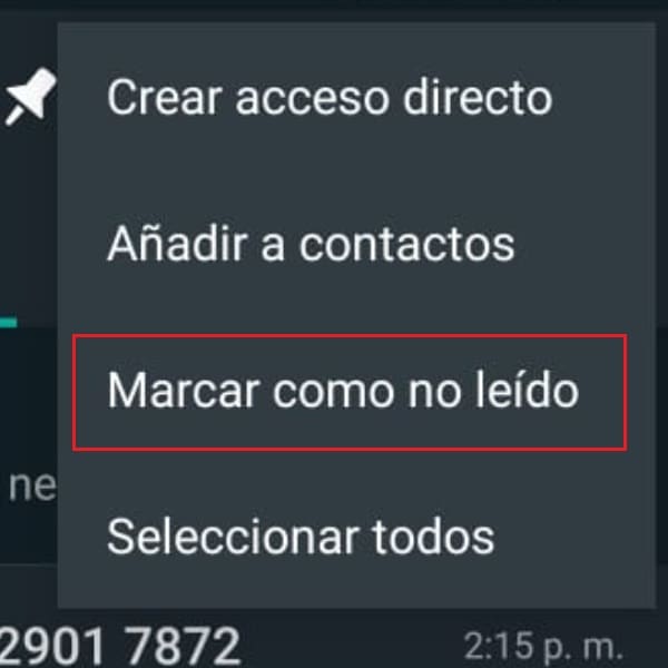 Marcar como no leído un chat 