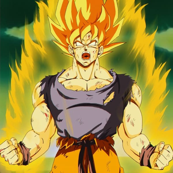 Goku se convierte en super saiyajin 