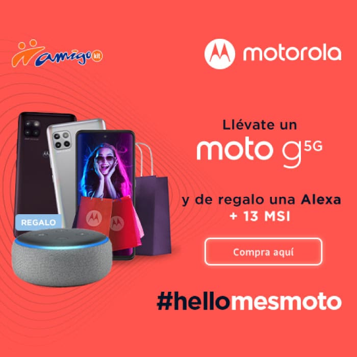 Estrena un moto g 5G y llévate de regalo una bocina inteligente Alexa con Amigo Kit de Telcel