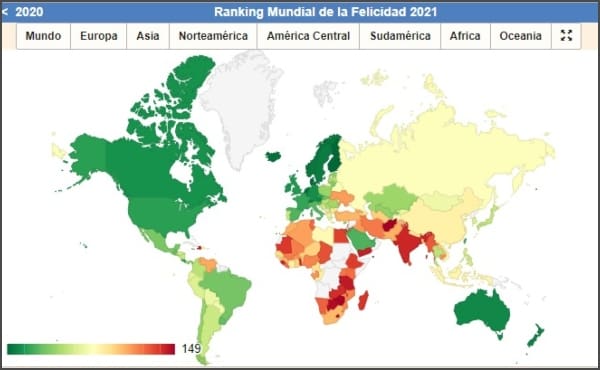 Ranking Mundial de la felicidad 2021