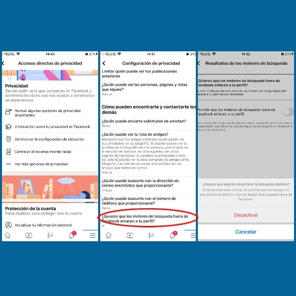 Cómo evitar que tu perfil de Facebook aparezca en Google