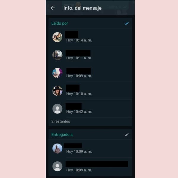 WhatsApp chats grupales a qué hora leyeron tu mensaje 