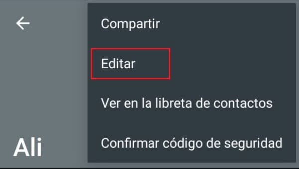 WhatsApp editar contacto 