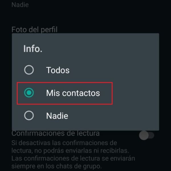 WhatsApp información mis contactos 