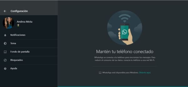 WhatsApp Web modo oscuro 