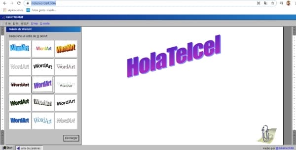 WordArt página textos 