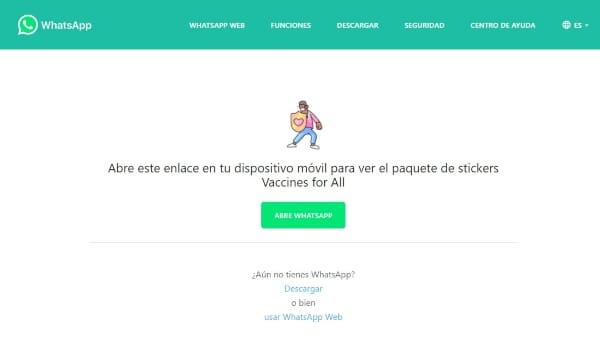 WhatsApp Web Deep Links ejemplo Vacunas para todos 