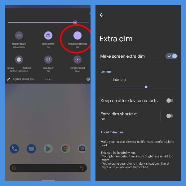 android 12 tendra la funcion de extra dim