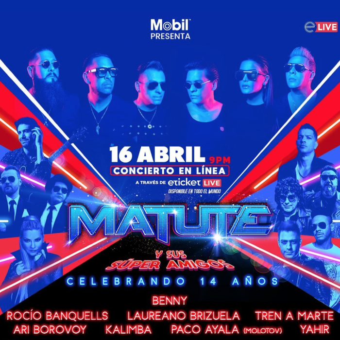 Matute y sus súper amigos concierto en línea, catorce aniversario, invitados, horarios, 16 de abril 2021