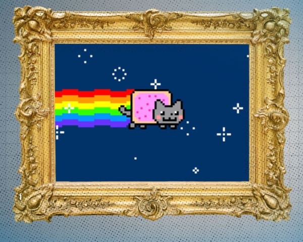 Arte vendida en NFTs gato arcoíris 