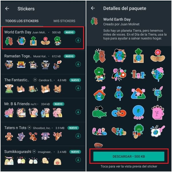 Nuevo pack de stickers de WhatsApp Día de la Tierra 